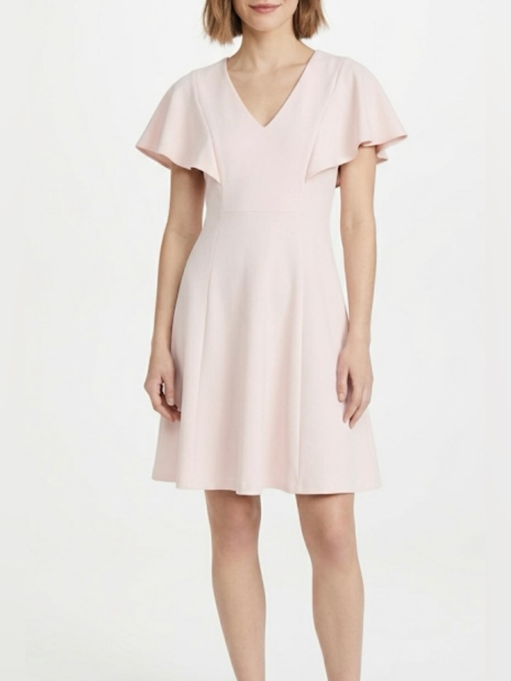 Calvin Klein Soft Pink Midi Dress With Flutter Sleeves Size 2